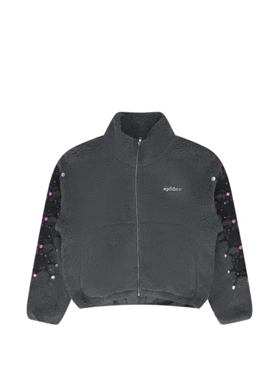 Sp5der Kids' Webstone Teddy Fleece Jacket In Gray