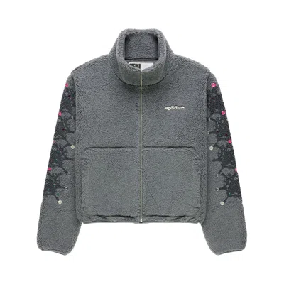 Pre-owned Sp5der Webstone Teddy Fleece Zip Up 'slate Grey' | Men's Size S In Gray