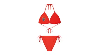 Pre-owned Sp5der Women's Araignee Bikini In Red