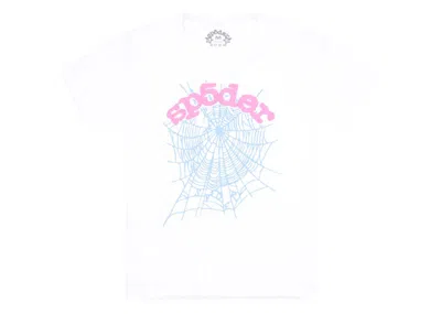 Pre-owned Sp5der Women's  Og Web Baby Tee Shirt In White