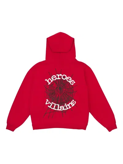 Sp5der Spiderweb-print Hoodie In Red