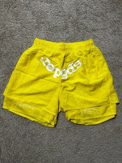 Pre-owned Sp5der Yellow Logo Shorts Multiple Sizes