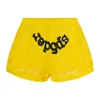 Sp5der Yellow Og Web Double Layer Shorts In Yellow