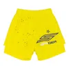 Sp5der Double-layer Logo Shorts In Yellow