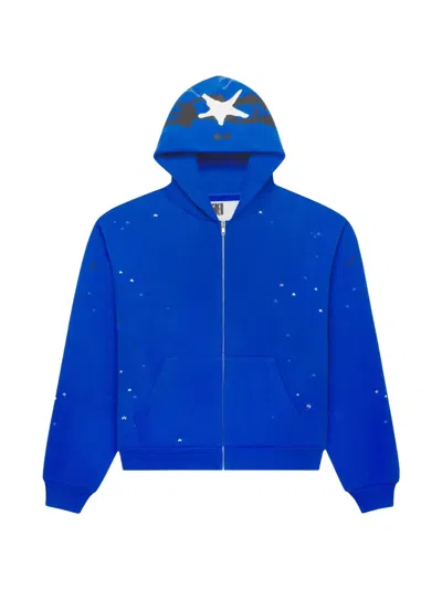 Sp5der Zip-up Hoodie In Blue