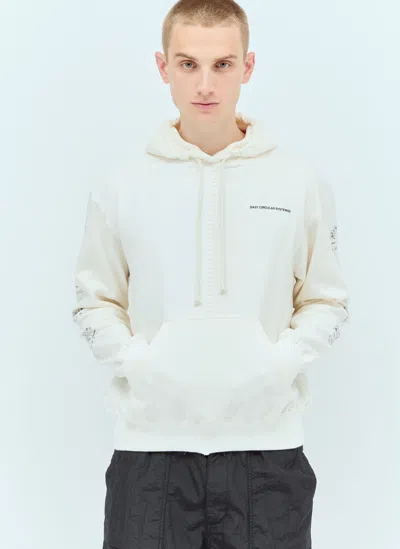 Space Available Circular Artisan Hooded Sweatshirt In White