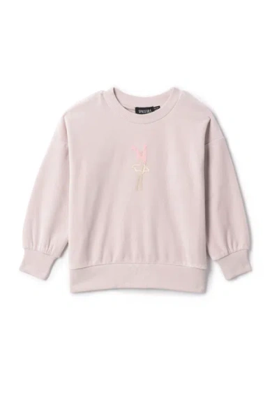 Space Grey Kids'  Ballerina Embroidered Sweatshirt In Pink
