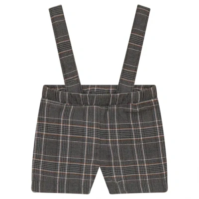 Space Grey Babies'  Boy Woven Plaid Overall With Removable Straps In Gray