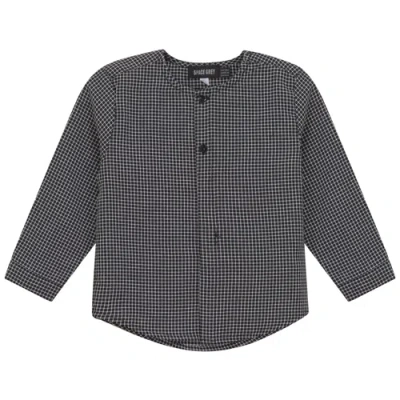 Space Grey Kids'  Checkered Woven Button Up Long Sleeve Shirt In Gray