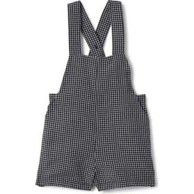 Space Grey Babies'  Checkered Woven Elastic Waistband Overall In Black