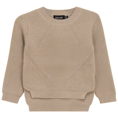 Space Grey Kids'  Chunky Knit Mock Neck Sweater In Brown