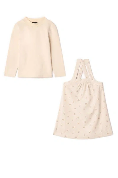 Space Grey Kids'  Corduroy Cherry Print 2 Piece Top And Jumper Set In Neutral