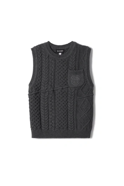 Space Grey Kids'  Crest Knitted Sleeveless Vest In Gray