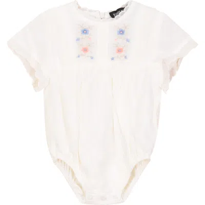 Space Grey Babies'  Embroidered Flowers Cape Bubble In Neutral