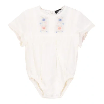 Space Grey Babies'  Embroidered Flowers Cape Bubble In Neutral