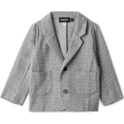 Space Grey Kids'  Herringbone Stretch Blazer In Gray