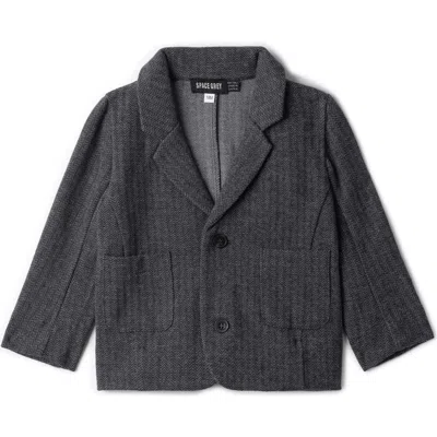 Space Grey Kids'  Herringbone Stretch Blazer In Gray