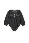 Space Grey Babies'  Herringbone Stretch Bubble Dress In Black