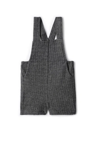 Space Grey Babies'  Herringbone Stretch Overalls In Gray