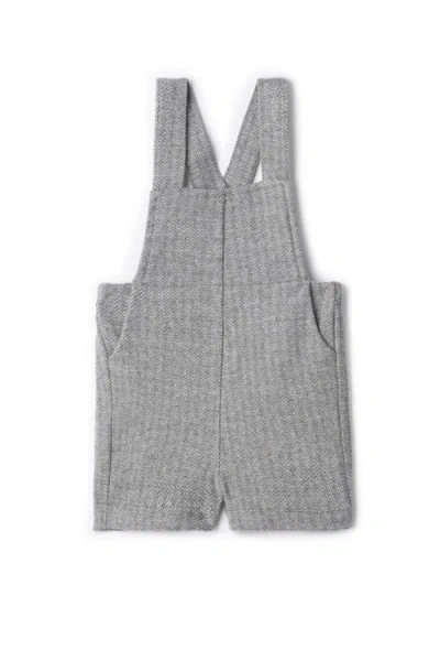 Space Grey Babies'  Herringbone Stretch Overalls In Gray