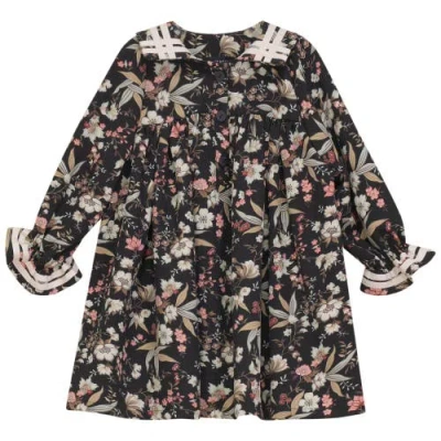 Space Grey Kids'  Long Sleeve A-line Multi Print Dress