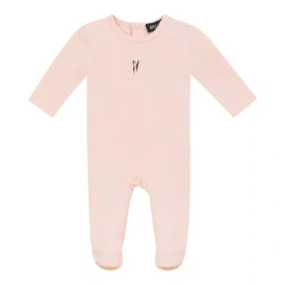 Space Grey Kids'  Scooter And Tulip Print Cotton Romper In Pink