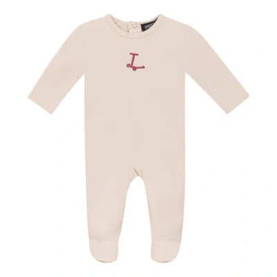 Space Grey Kids'  Scooter And Tulip Print Cotton Romper In Pink