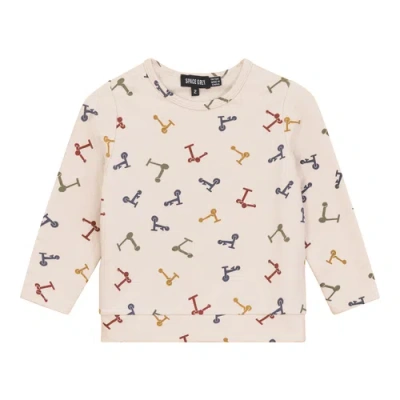 Space Grey Scooter And Tulipe Printed Sweater In Neutral