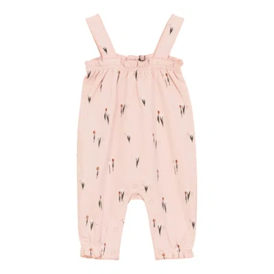 Space Grey Babies'  Snap Tulip Printed Overall In Pink