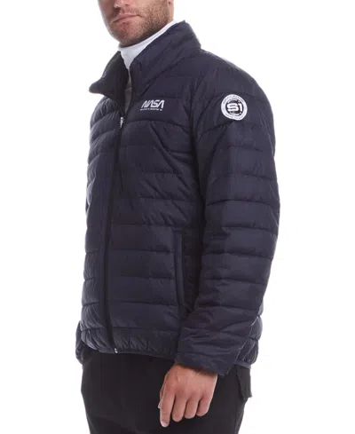Space One Men's Nasa Packable Pillow Pack Jacket In Navy