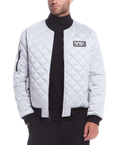 Space One Men's Nasa Reversible Quilted Bomber Jacket In Galaxy White