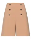 Space Simona Corsellini Simona Corsellini Woman Shorts & Bermuda Shorts Camel Size 4 Polyester, Viscose, Cotton, Elastane In Beige