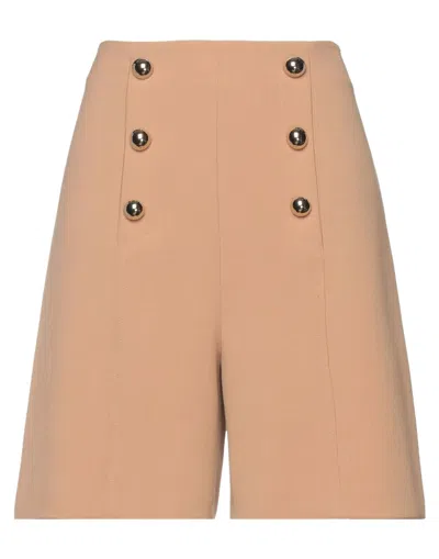 Space Simona Corsellini Simona Corsellini Woman Shorts & Bermuda Shorts Camel Size 4 Polyester, Viscose, Cotton, Elastane In Beige