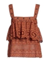 Space Simona Corsellini Woman Top Brown Size 6 Polyester, Cotton