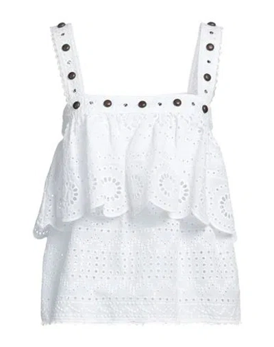 Space Simona Corsellini Woman Top White Size 4 Polyester, Cotton