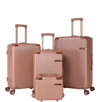 Spacium 4-piece Hard Luggage, 360 ° Dual Rotating Four-wheel Luggage, Password Lock, Lightweight Universal W In Pink