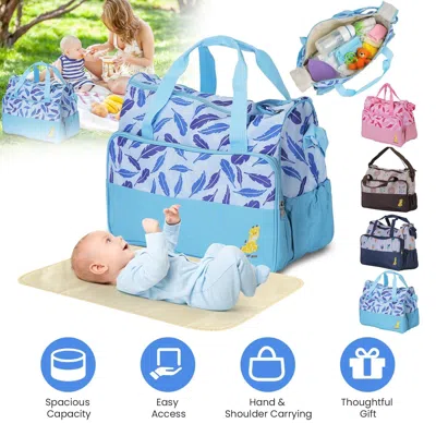 Spacium 5pcs Baby Nappy Diaper Bags Set Mummy Diaper Handbags With Diaper Pad Food Bag Bottle Bag Travel Tot