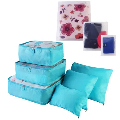 Spacium 9pcs Clothes Storage Bags Water-resistant Travel Luggage Organizer Clothing Packing Cubes For Blouse In Blue