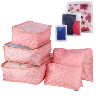 Spacium 9pcs Clothes Storage Bags Water-resistant Travel Luggage Organizer Clothing Packing Cubes For Blouse In Pink
