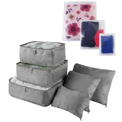 Spacium 9pcs Clothes Storage Bags Water-resistant Travel Luggage Organizer Clothing Packing Cubes For Blouse In Gray