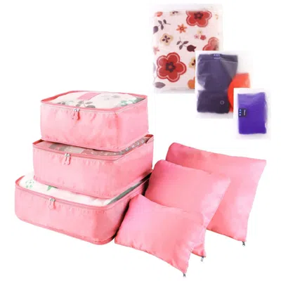 Spacium 9pcs Clothes Storage Bags Water-resistant Travel Luggage Organizer Clothing Packing Cubes In Pink
