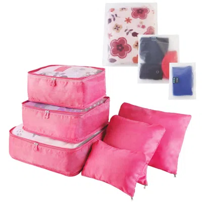 Spacium 9pcs Clothes Storage Bags Water-resistant Travel Luggage Organizer Clothing Packing Cubes For Blouse In Pink