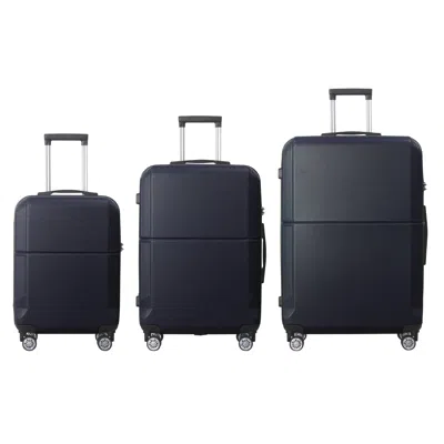Spacium Blue 3-piece Premium Abs Luggage Set-20", 24", And 28" Suitcases With Multi-position Handle, Silent 