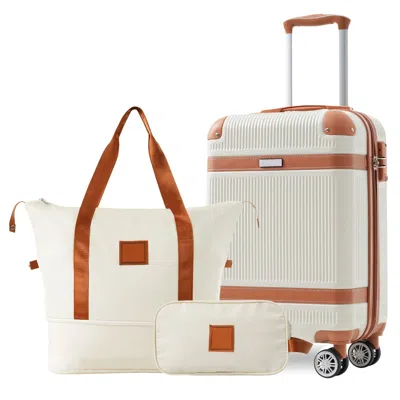 Spacium Hardshell Luggage Set 3-piece, 20 Inch Carry-on Suitcase With Spinner Wheels Tsa Lock, Lightweight D In Neutral