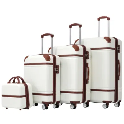 Spacium Hardshell Luggage Sets 4 Pieces 20"+24"+28" Luggages And Cosmetic Case Spinner Suitcase With Tsa Loc In Multi