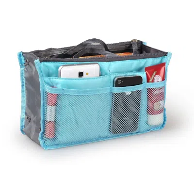 Spacium Women Lady Travel Insert Handbag Organiser Makeup Bags Toiletry Purse Liner W/hand Strap In Blue