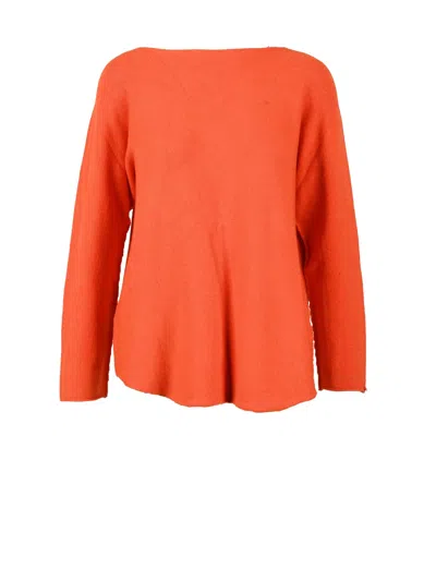 Spadalonga Orange Crewneck Knit Sweater In Red