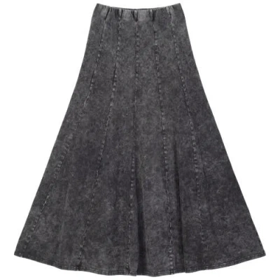 Spades Mineral Wash Panel Covered Elastic Waistband Panel Construction Maxi Skirt In Black