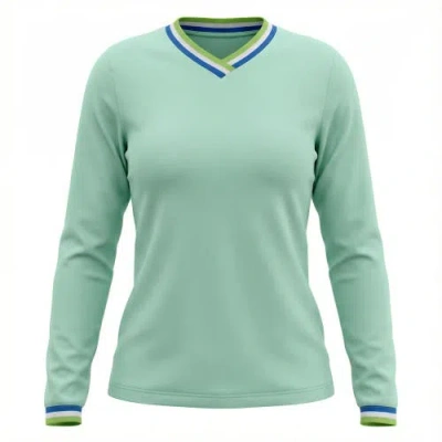 Spades Ribbed V-neck Long Sleeve Tee In Green