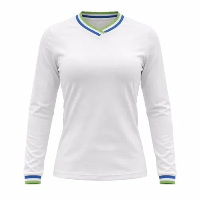 Spades Ribbed V-neck Long Sleeve Tee In White